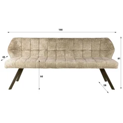 Banc de table beige bouclette pieds bronze 180 cm MELBOURNE