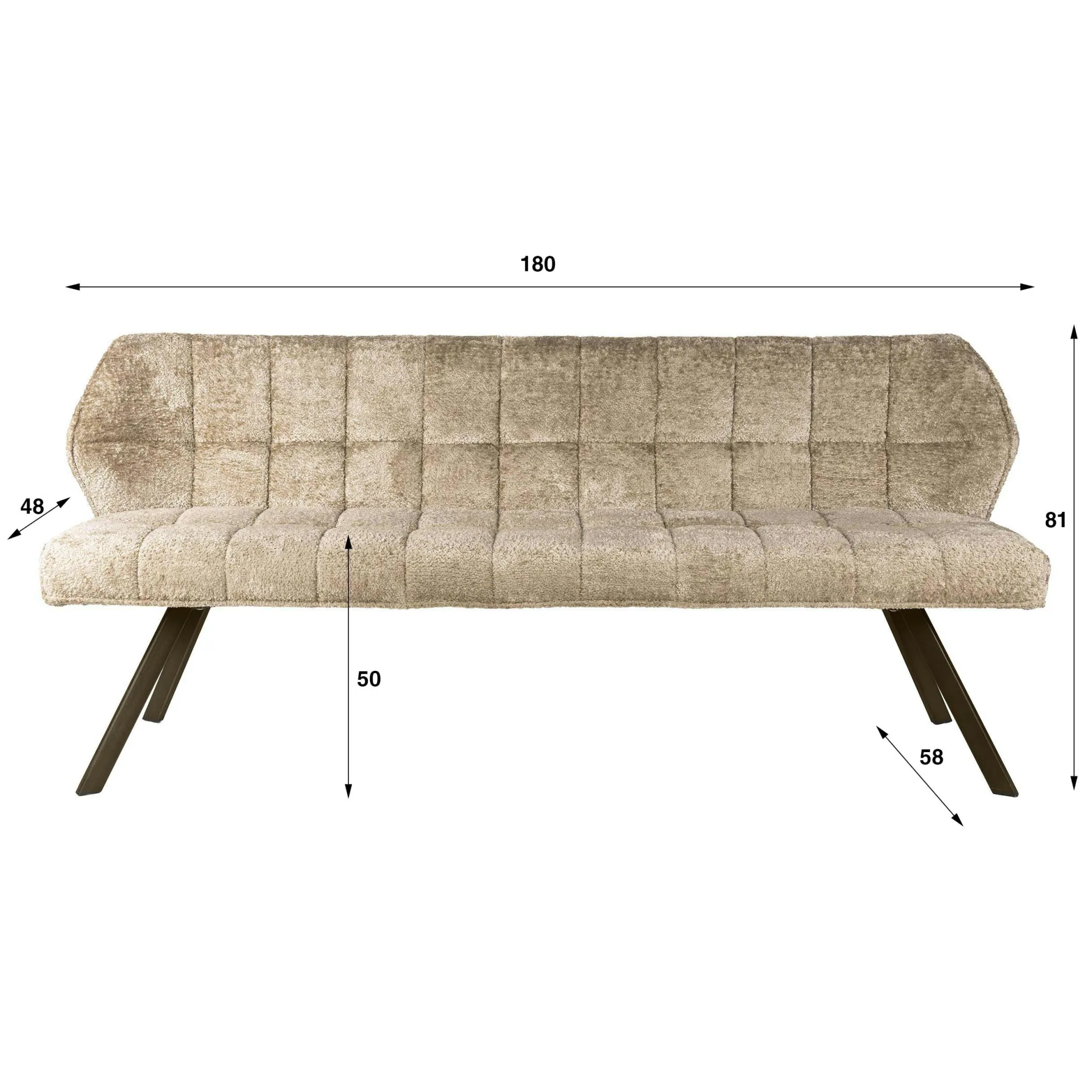 Banc de table beige bouclette pieds bronze 180 cm MELBOURNE