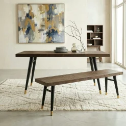 Banc de table bois recyclé piètement noir 140 cm ADÉLAÏDE