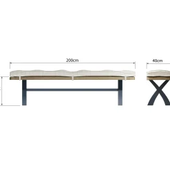Banc de table en bois finition bleu profond 2m HOVE