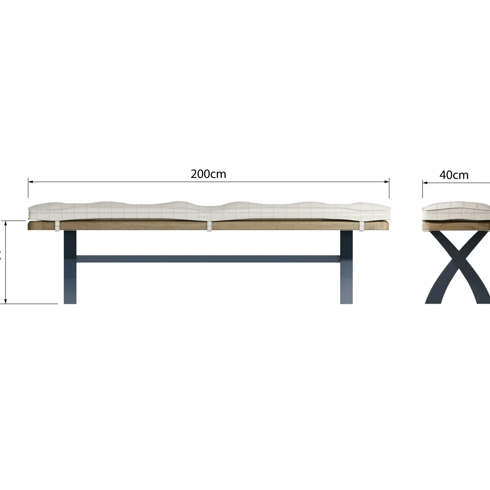 Banc de table en bois finition bleu profond 2m HOVE