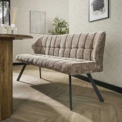 Banc de table en velours texturé beige nacré 180 cm MELBOURNE