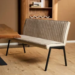Banc de table à manger beige à bandes 155 cm CORTINA
