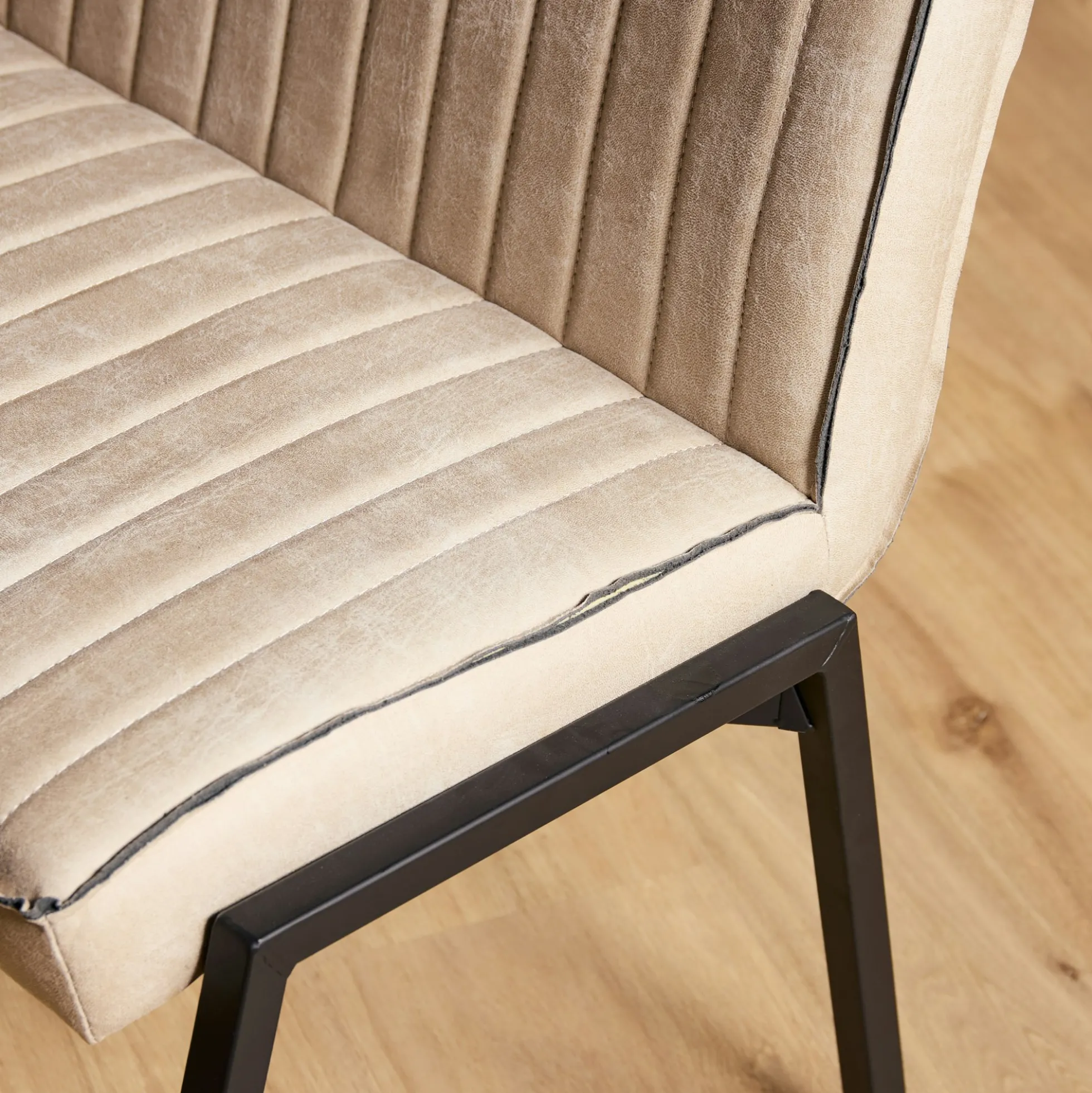 Banc de table à manger beige à bandes 155 cm CORTINA