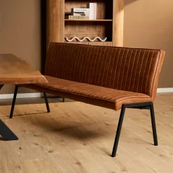 Banc de table à manger cognac à bandes 185 cm CORTINA