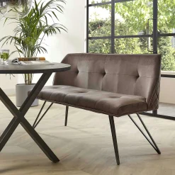 Banc de table à manger en velours gris 160 cm MELBOURNE