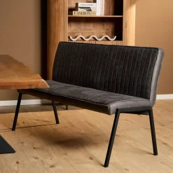 Banc de table à manger gris foncé à bandes 155 cm CORTINA