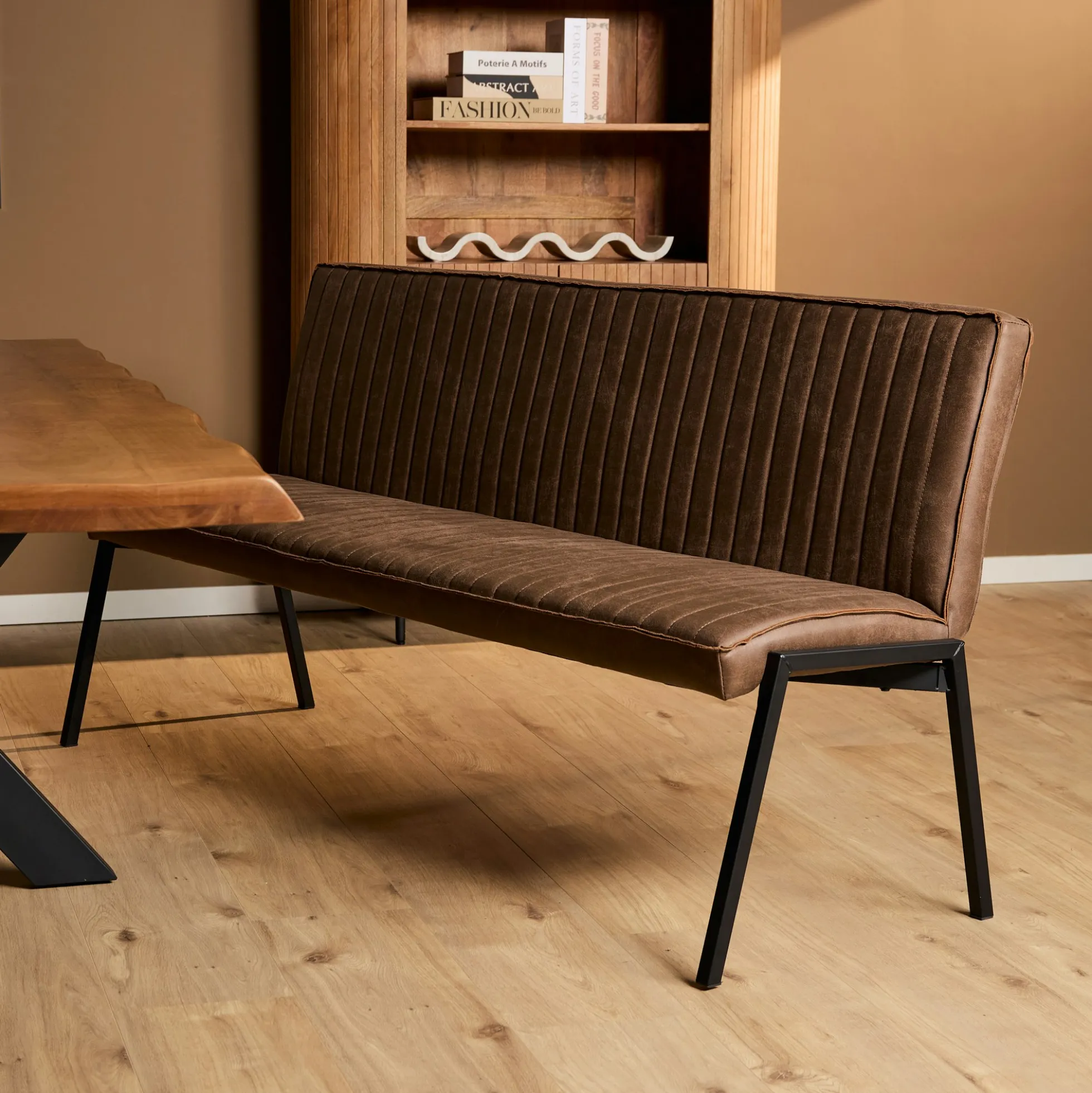 Banc de table à manger marron à bandes 185 cm CORTINA