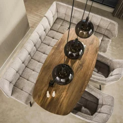Banc de table tissu doux sable, angle droit MELBOURNE