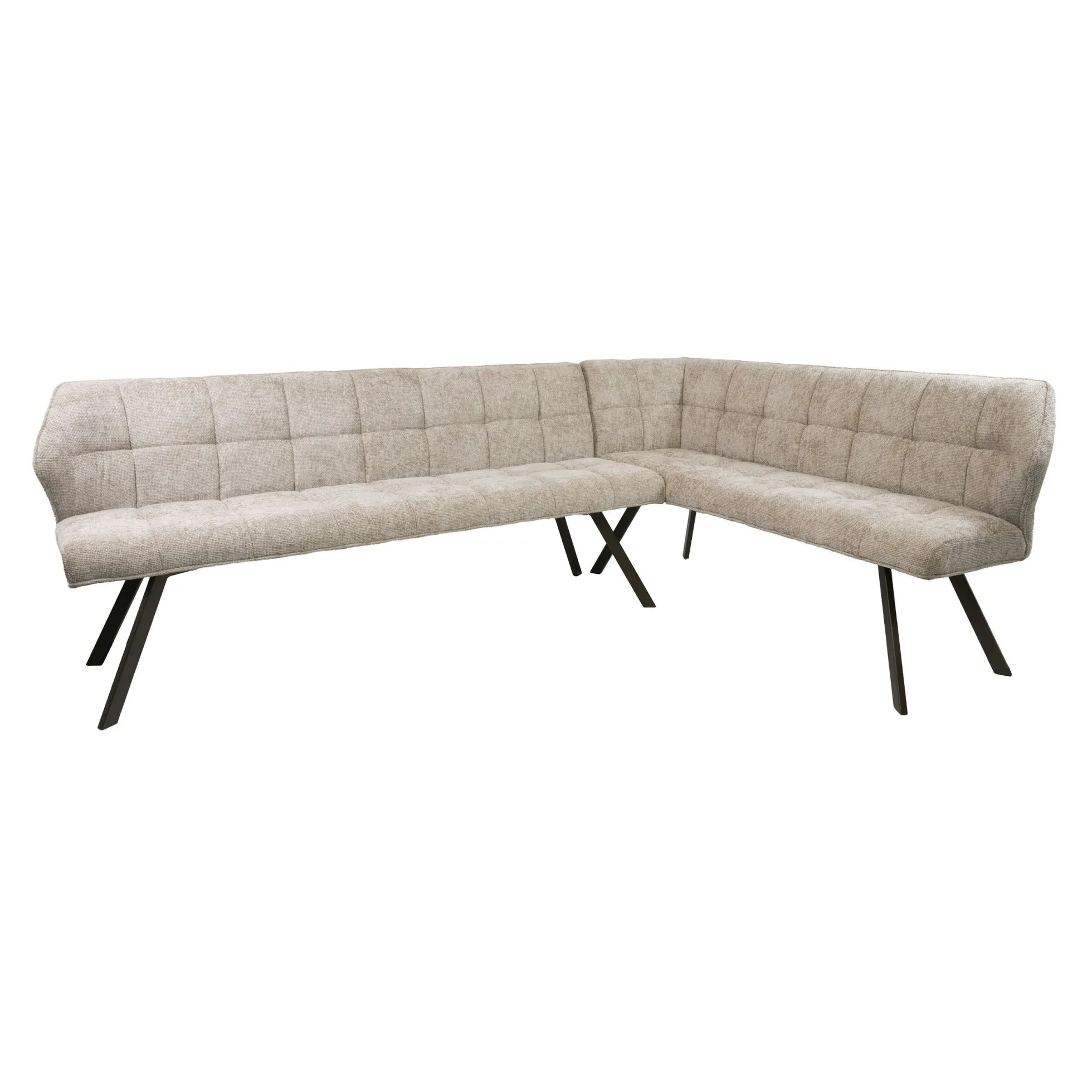 Banc de table tissu doux sable, angle droit MELBOURNE