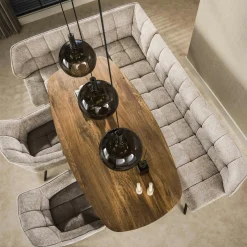 Banc de table tissu doux sable, angle gauche MELBOURNE