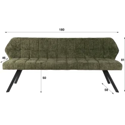 Banc de table vert chenille pieds anthracite 180 cm MELBOURNE