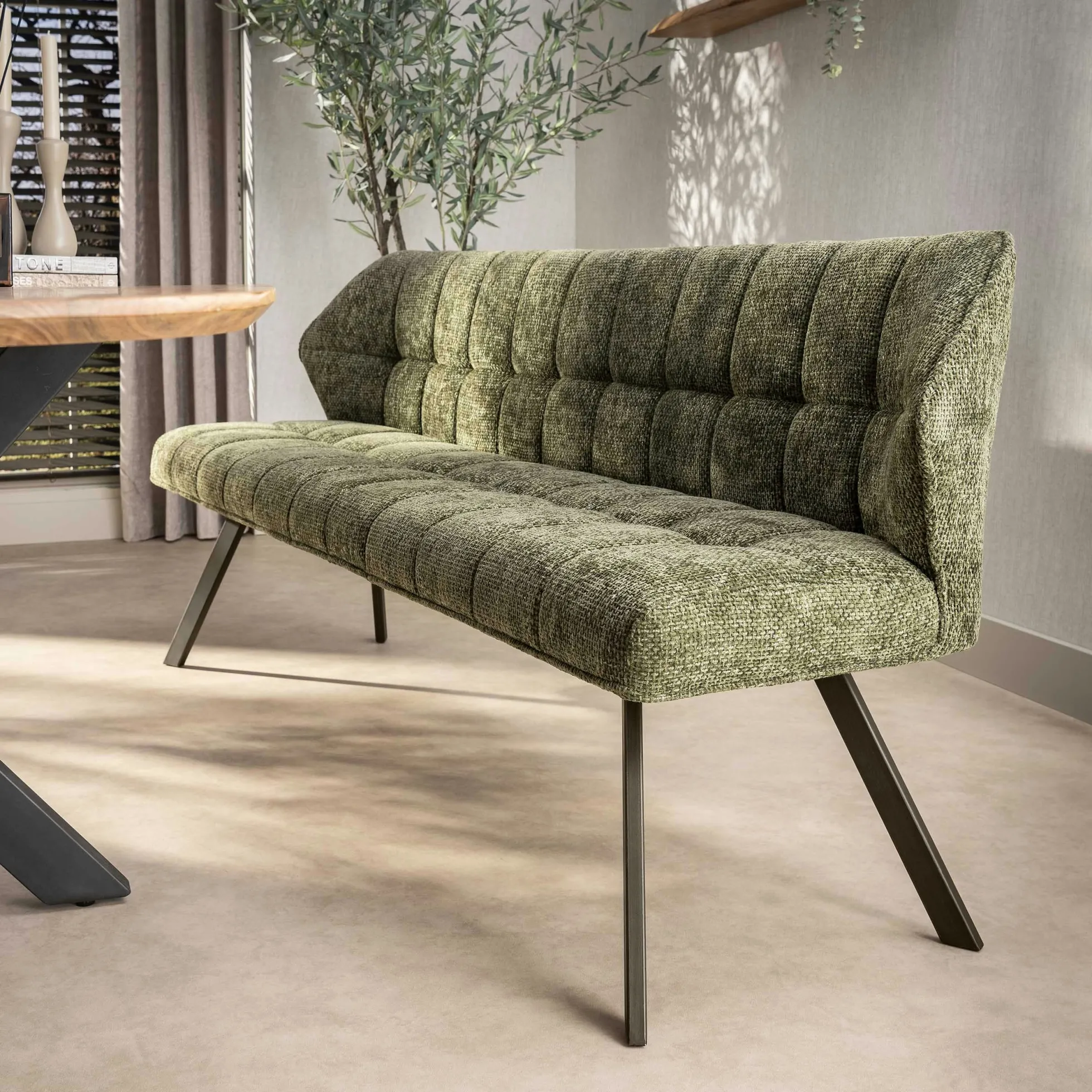 Banc de table vert pieds bronze 180 cm MELBOURNE