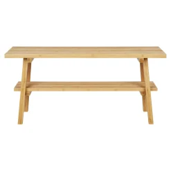 Banc en bambou avec 2 plateaux, pour sdb ou entrée BRUGES