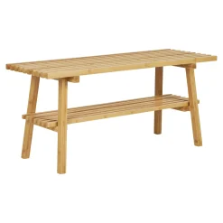 Banc en bambou avec 2 plateaux, pour sdb ou entrée BRUGES