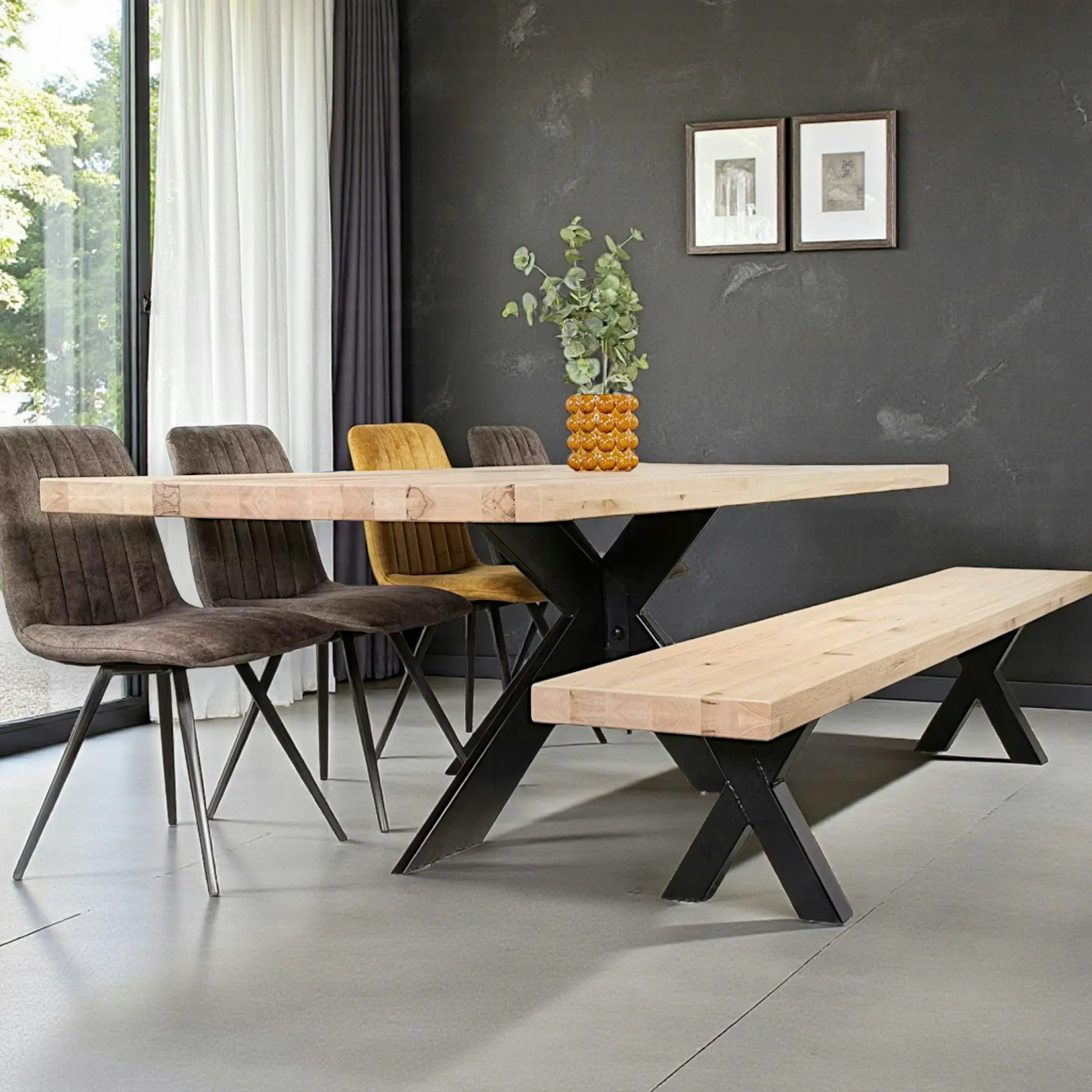 Banc en bois de chêne blanc 240 cm PALERME