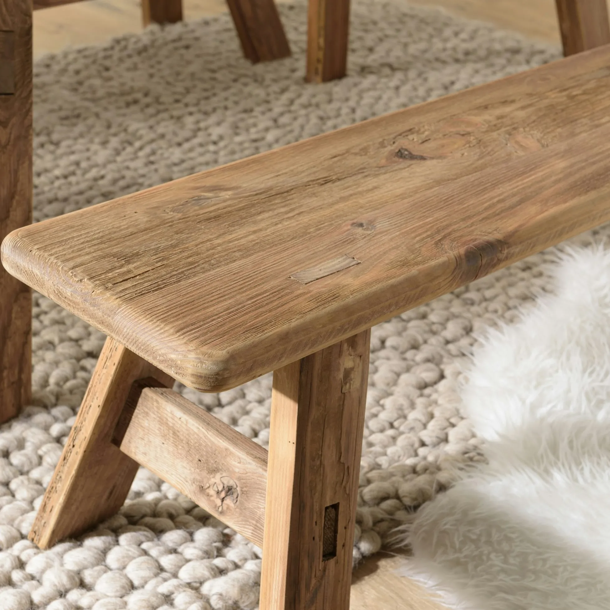 Banc en bois recyclé 140 cm style campagne DENVER