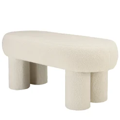 Banc en tissu bouclette blanc CASTILLE