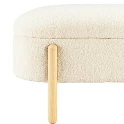 Banc forme arrondie avec rangement tissu écru COLOMBUS