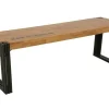 Banc hévéa recyclé naturel et métal noirci 135X36X45cm DOCKER