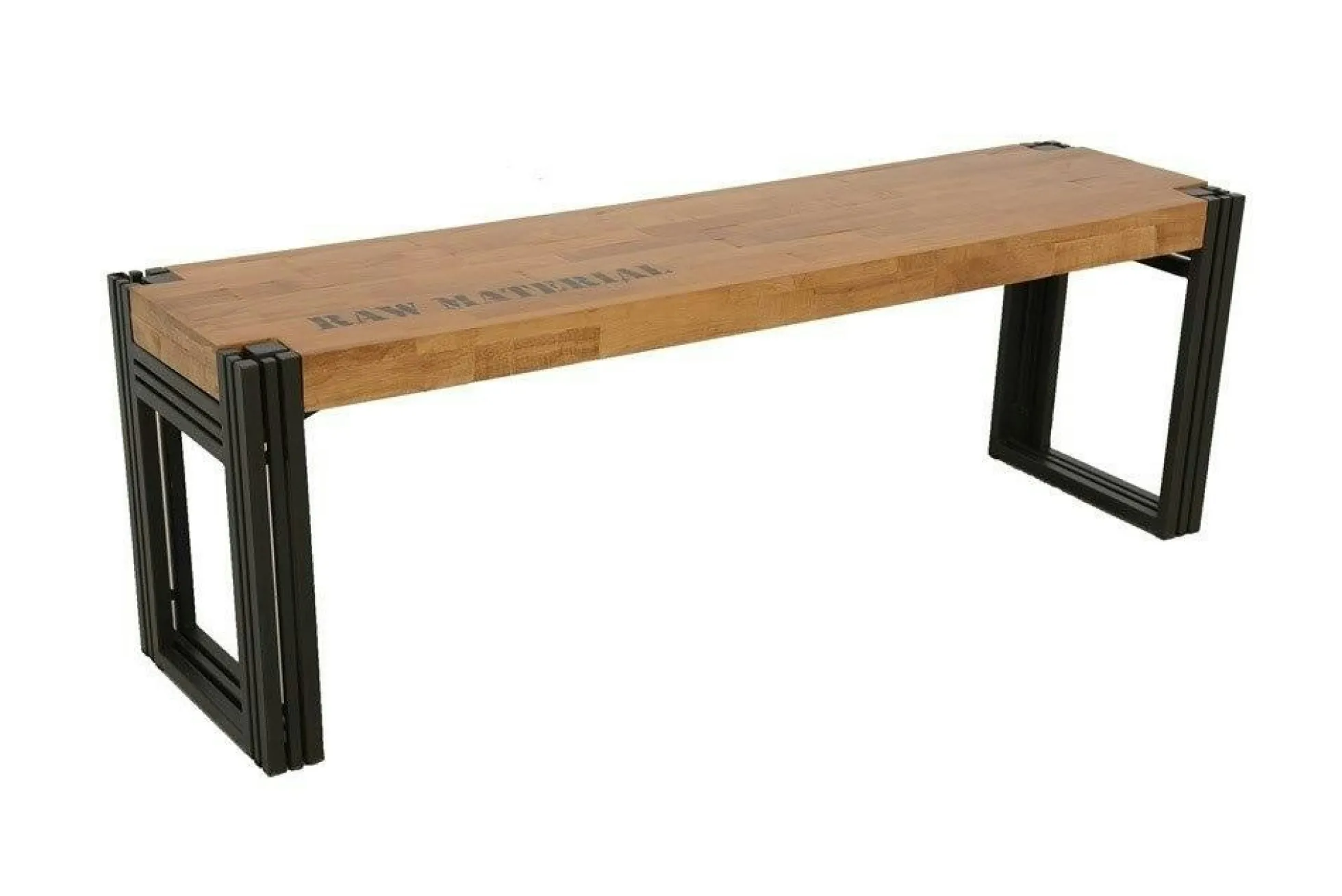 Banc hévéa recyclé naturel et métal noirci 135X36X45cm DOCKER