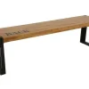 Banc hévéa recyclé naturel et métal noirci 165X36X45cm DOCKER