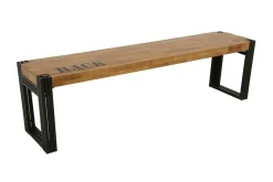 Banc hévéa recyclé naturel et métal noirci 165X36X45cm DOCKER