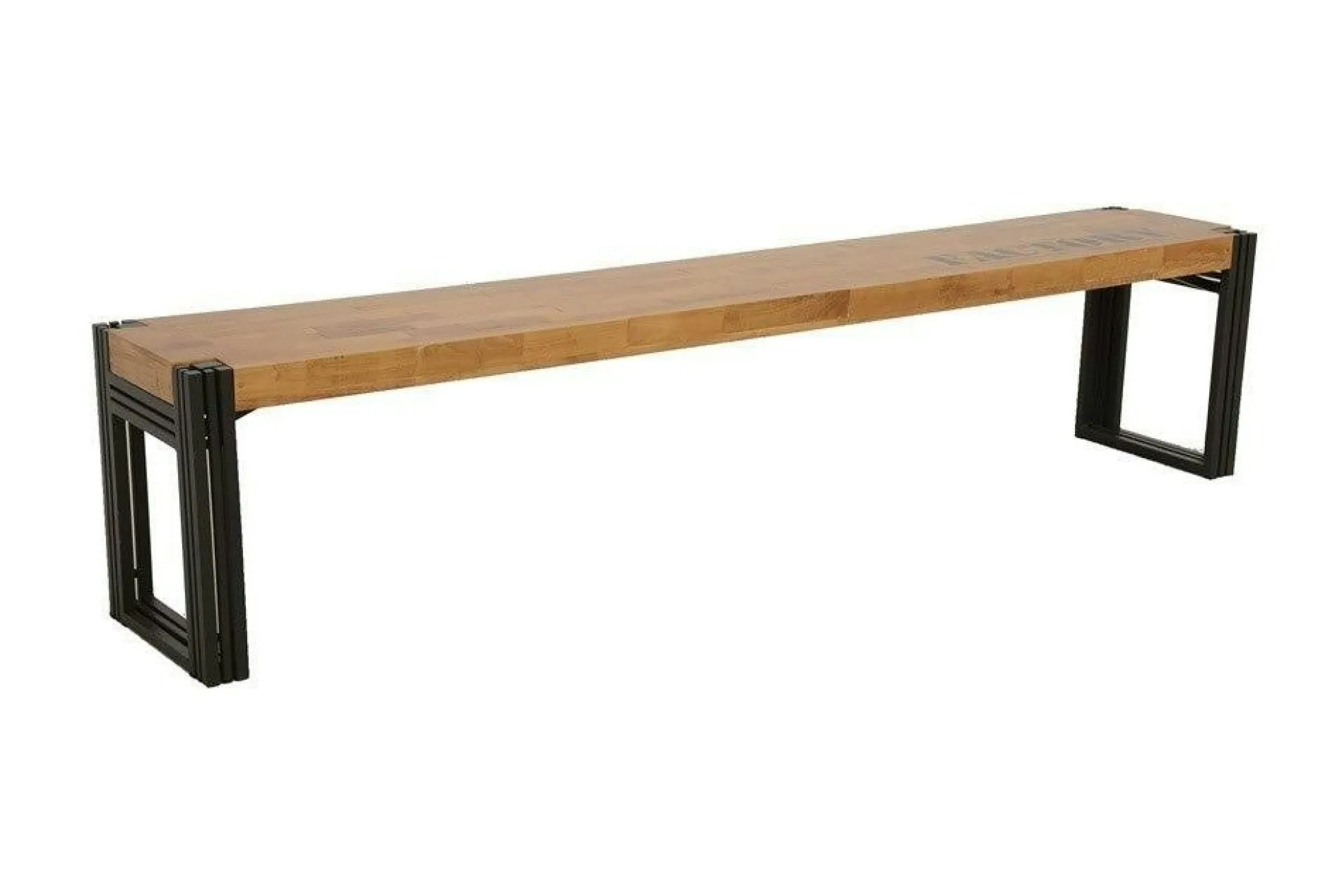 Banc hévéa recyclé naturel et métal noirci 205X36X45cm DOCKER