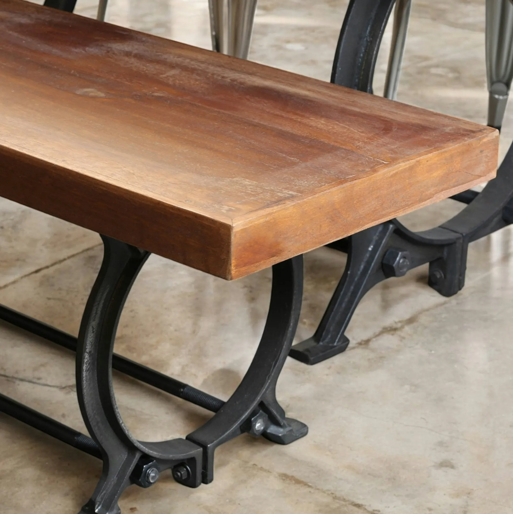 Banc industriel vintage bois recyclé 180 cm LEEDS