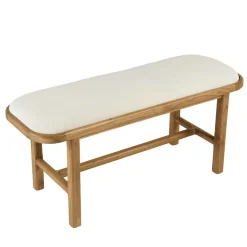 Banc 1 place avec coussin blanc en bois de mindi TIVARO