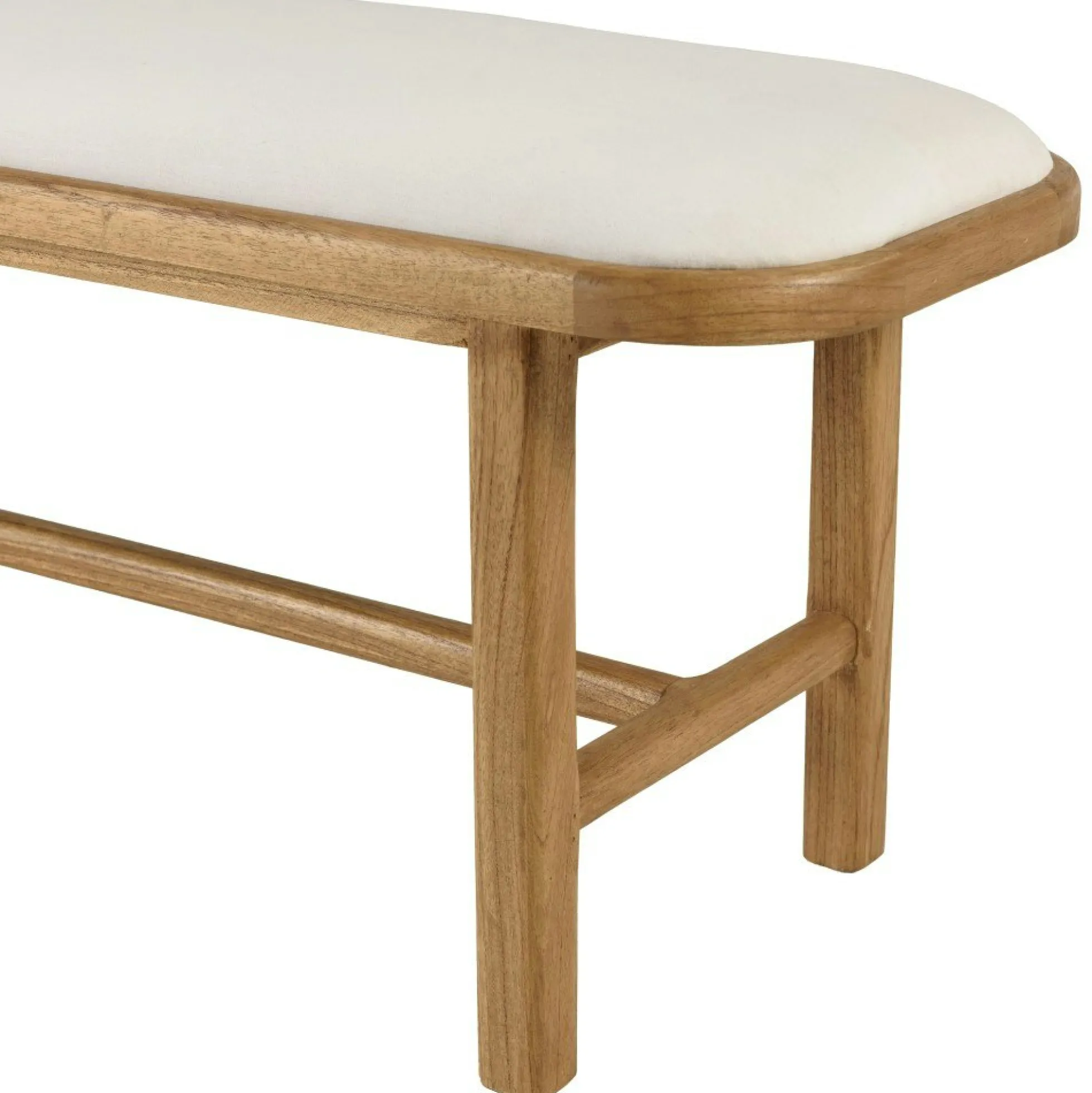 Banc 1 place avec coussin blanc en bois de mindi TIVARO