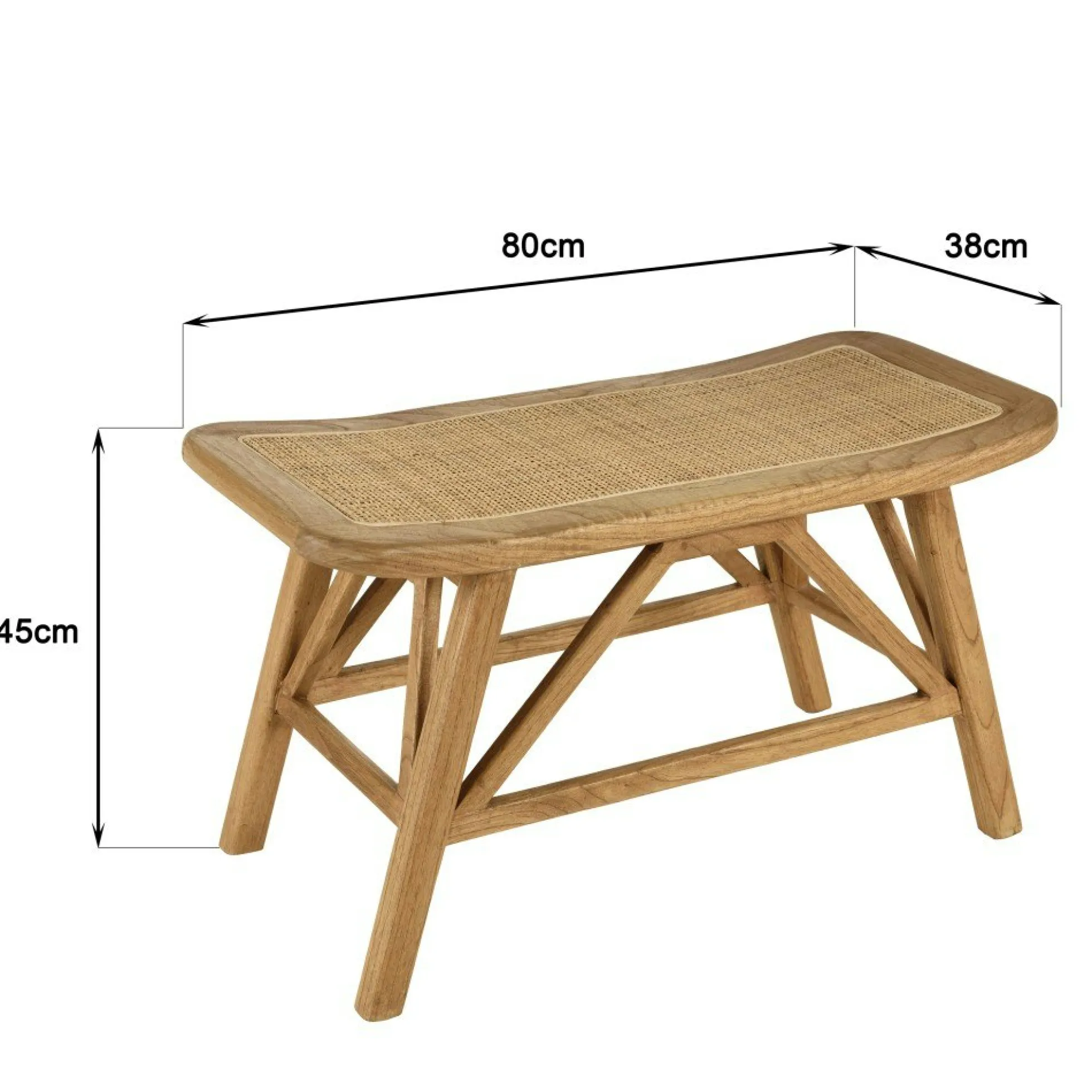 Banc 1 place en bois de mindi et rotin naturel TIVARO