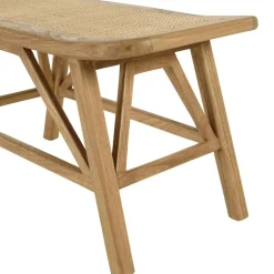 Banc 1 place en bois de mindi et rotin naturel TIVARO