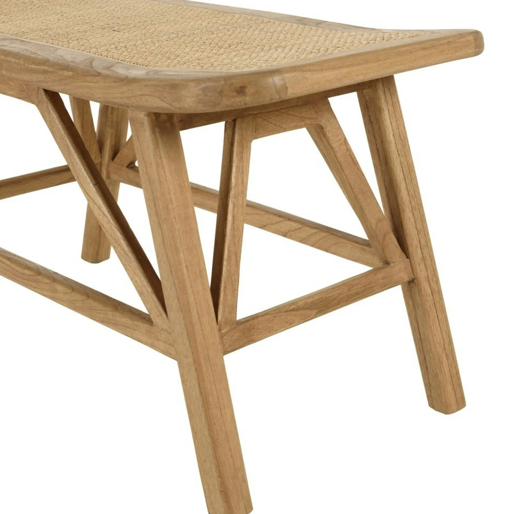 Banc 1 place en bois de mindi et rotin naturel TIVARO