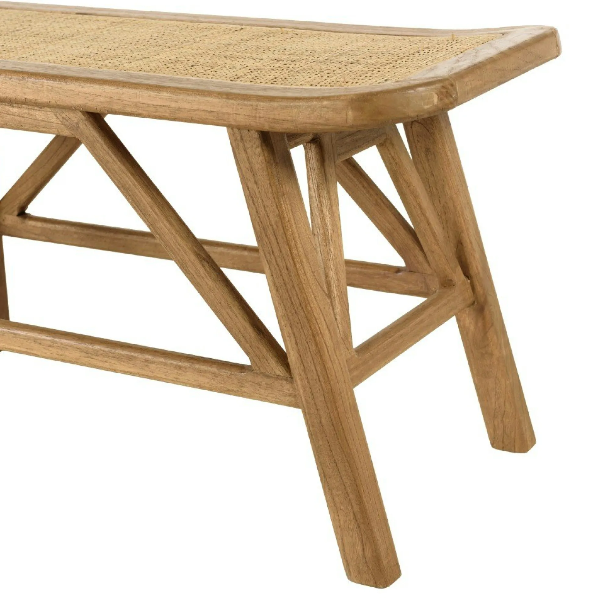 Banc 2 places en bois de mindi et rotin naturel TIVARO