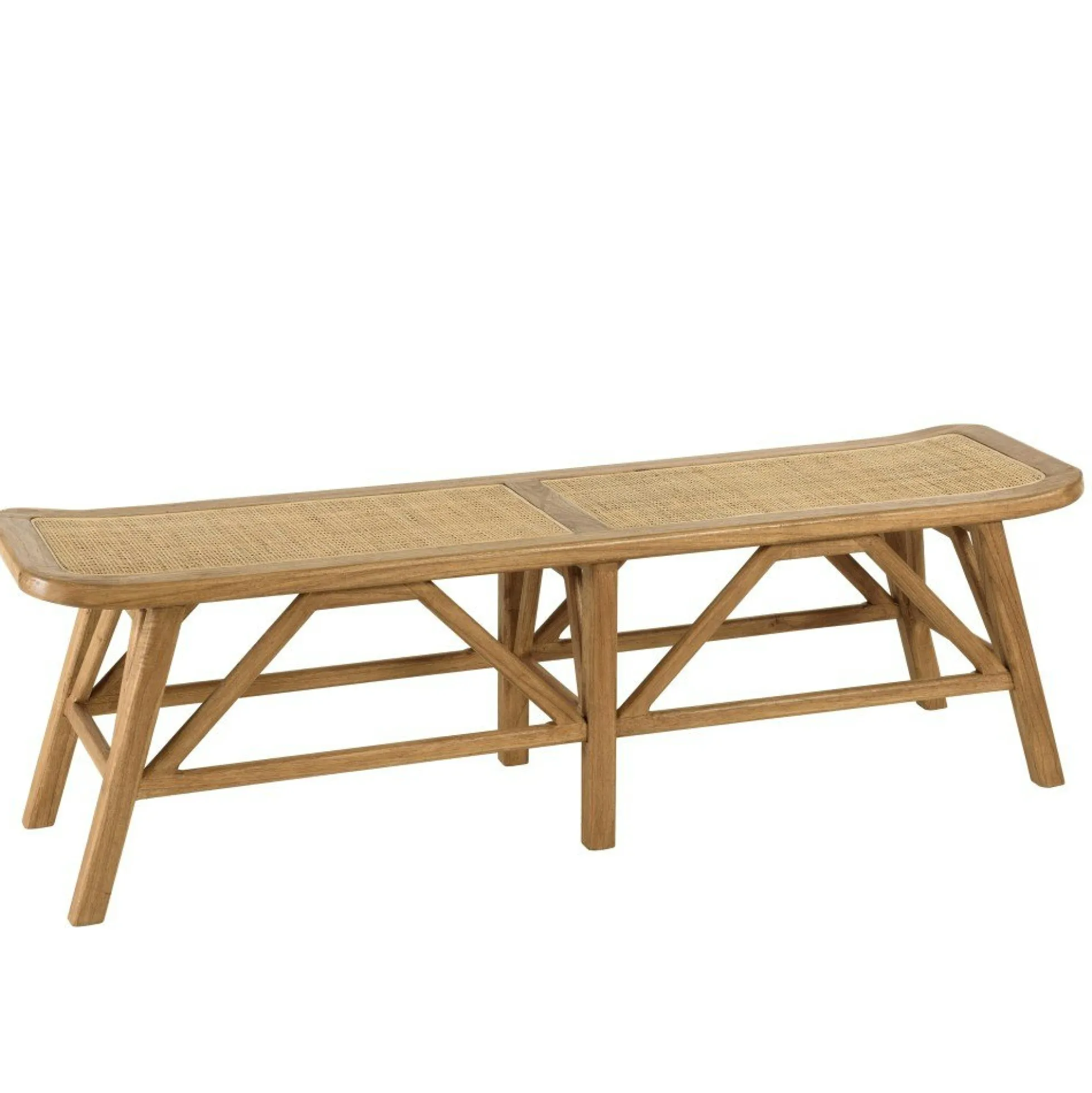 Banc 2 places en bois de mindi et rotin naturel TIVARO
