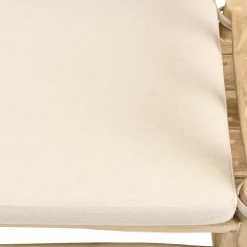 Banc rondins de teck naturel coussin blanc MANAK
