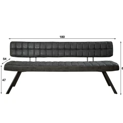 Banc salle à manger noir avec dossier 180 cm TRIBECA
