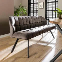 Banc salle à manger velours gris 180 cm MELBOURNE