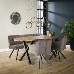 Banc salle à manger velours gris 180 cm MELBOURNE
