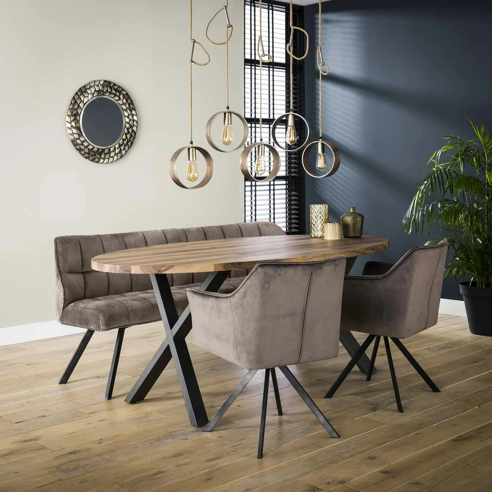 Banc salle à manger velours gris 180 cm MELBOURNE