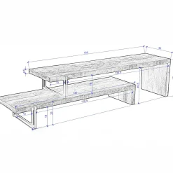 Banc tv bois recyclé 2 niveaux SWING