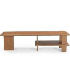 Banc TV en bois clair à étagère 160 cm ALMA