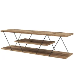 Banc TV filaire décor bois noyer et métal noir JENA