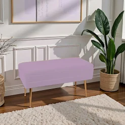 Banquette 2 places tissu rose pieds dorés TIM