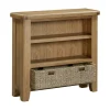 Bibliothèque basse en chêne avec panier de rangement VALMONT