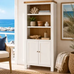 Bibliothèque blanche avec rangement fermé VELIA