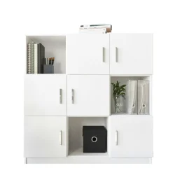 Bibliothèque blanche design damier 9 rangements MARFA