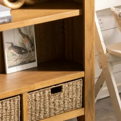 Bibliothèque chêne avec 2 paniers de rangement VALMONT