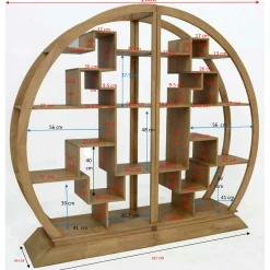 Bibliothèque demi cercle Hévéa 44x200x180 MAORI